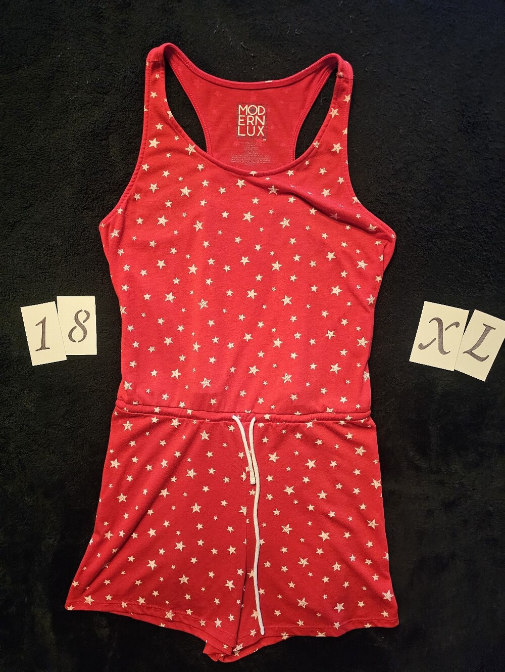 Modern Lux Red Star-Print Tank Romper